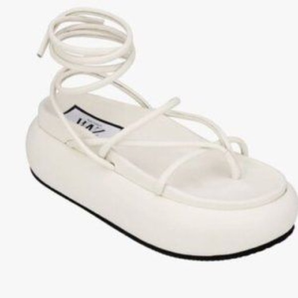 BNWT White Zara Sandals Sz. 10, Atelier Platform Tie Up Strappy 41 White Cream